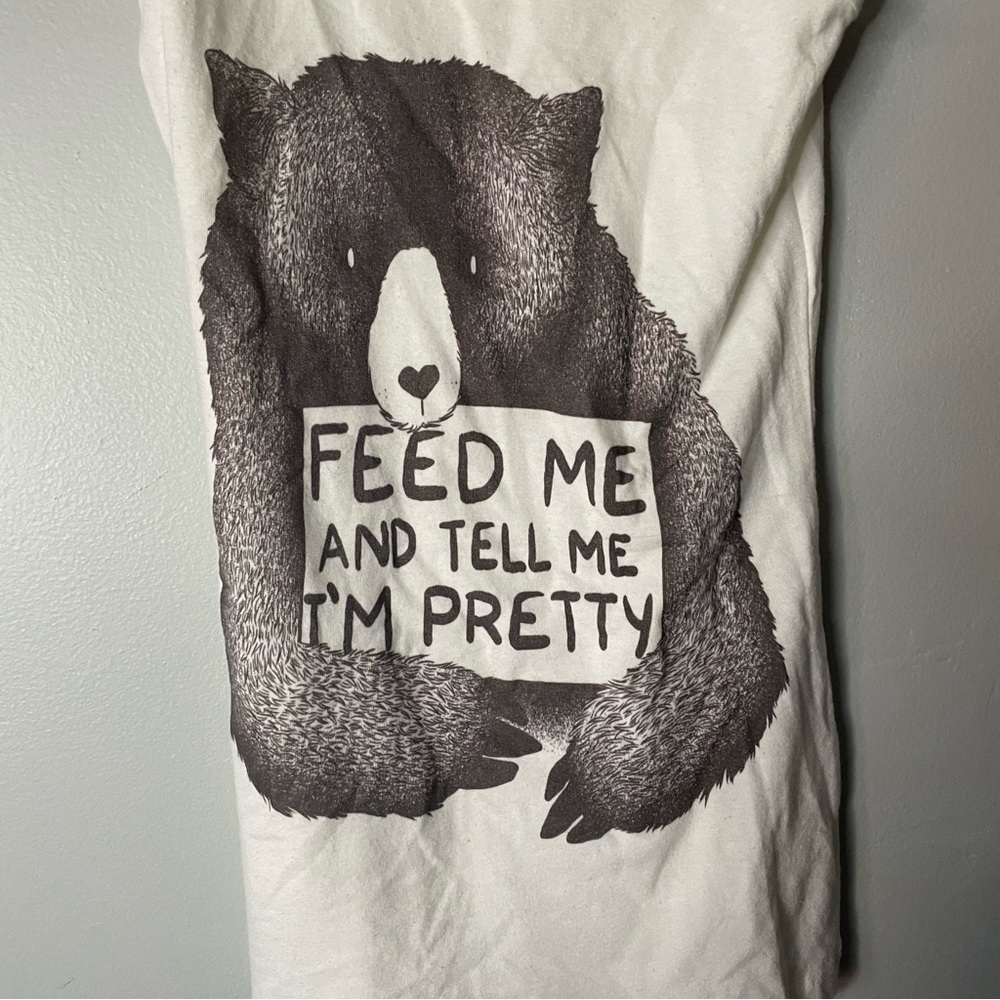 Design by Humans Feed Me & Tell Me I’m Pretty Bear Stretchy Casual Tank Top Sm - Picture 5 of 5